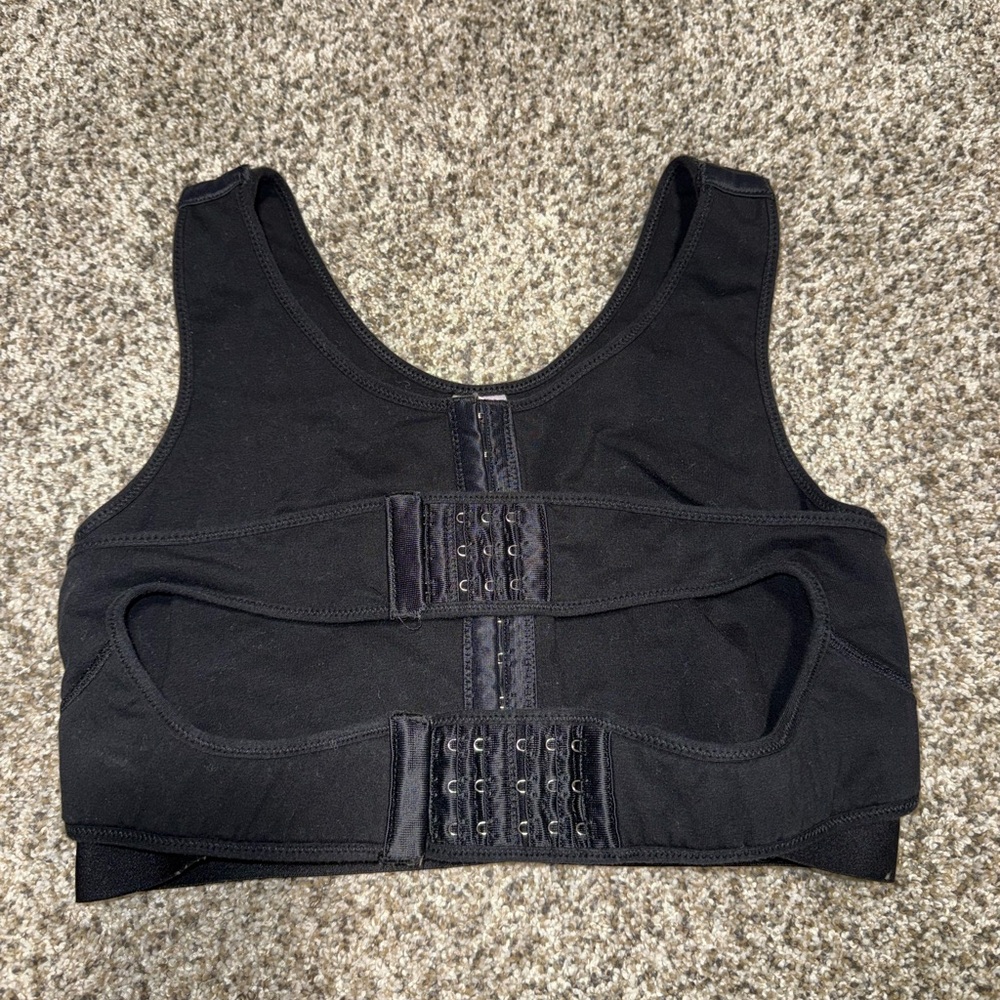 Breast Compression Bra Black Front-Closure Support Crop Top Post Surgical